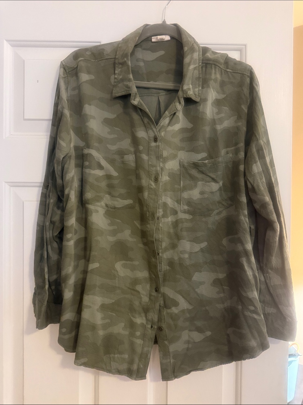a.n.a Olive Green Camo Button-Down Shirt